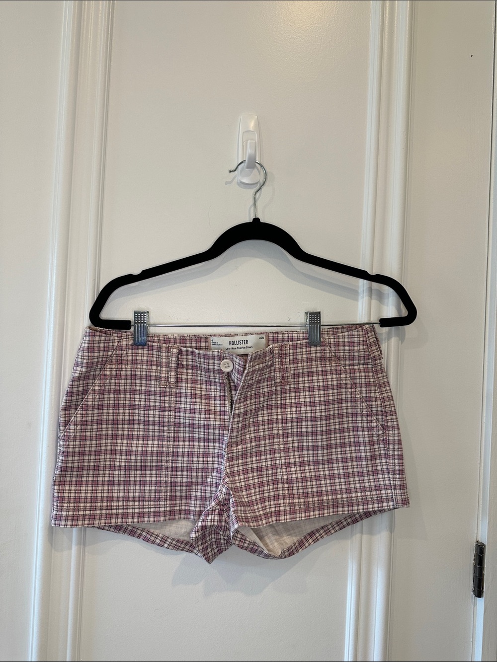 Hollister Pink Plaid Cotton Blend Women’s Shorts size 6